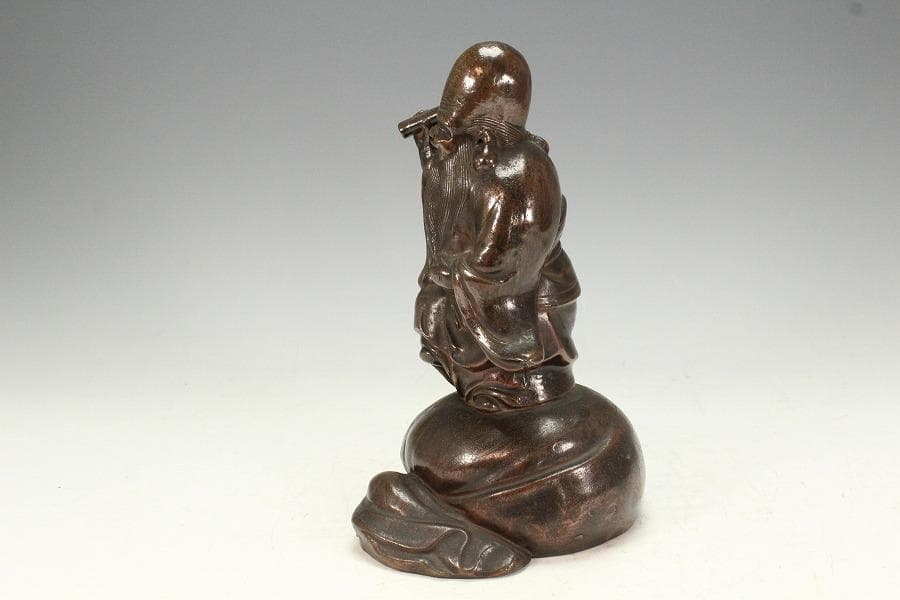 古備前 寿老 置物 美品(K-A907)