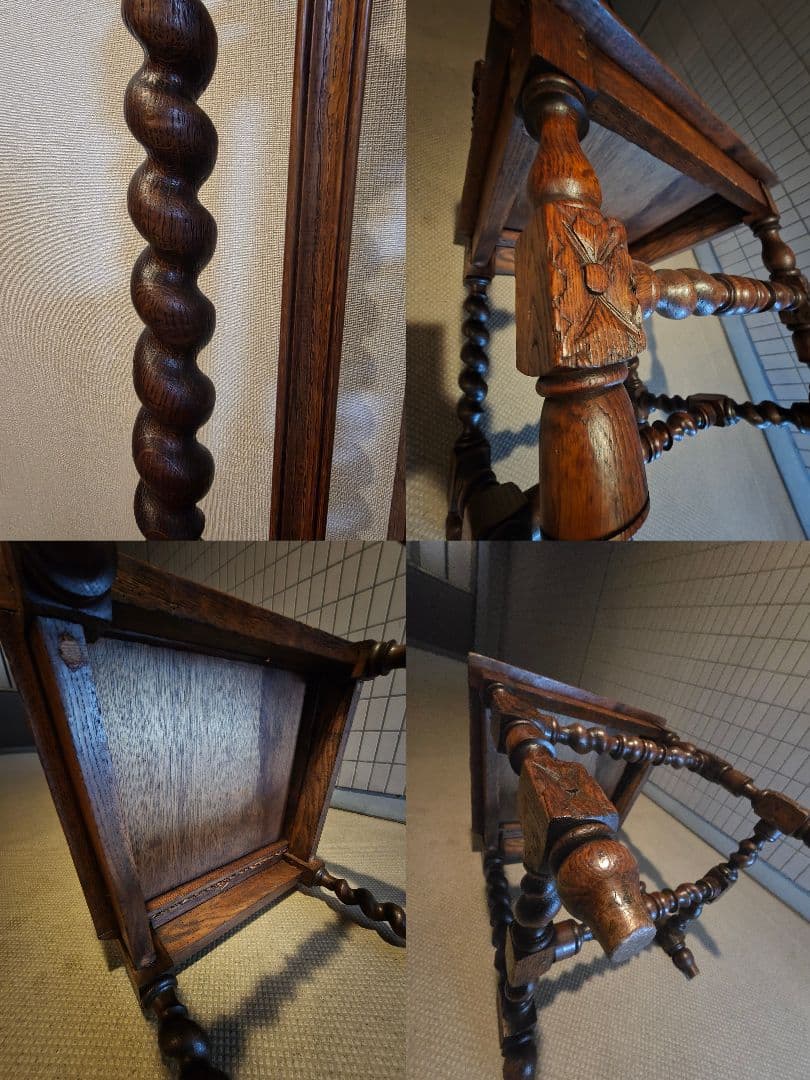 希少　アンティーク　ツイストレッグチェア　アンティーク 木製 　彫刻入り椅子