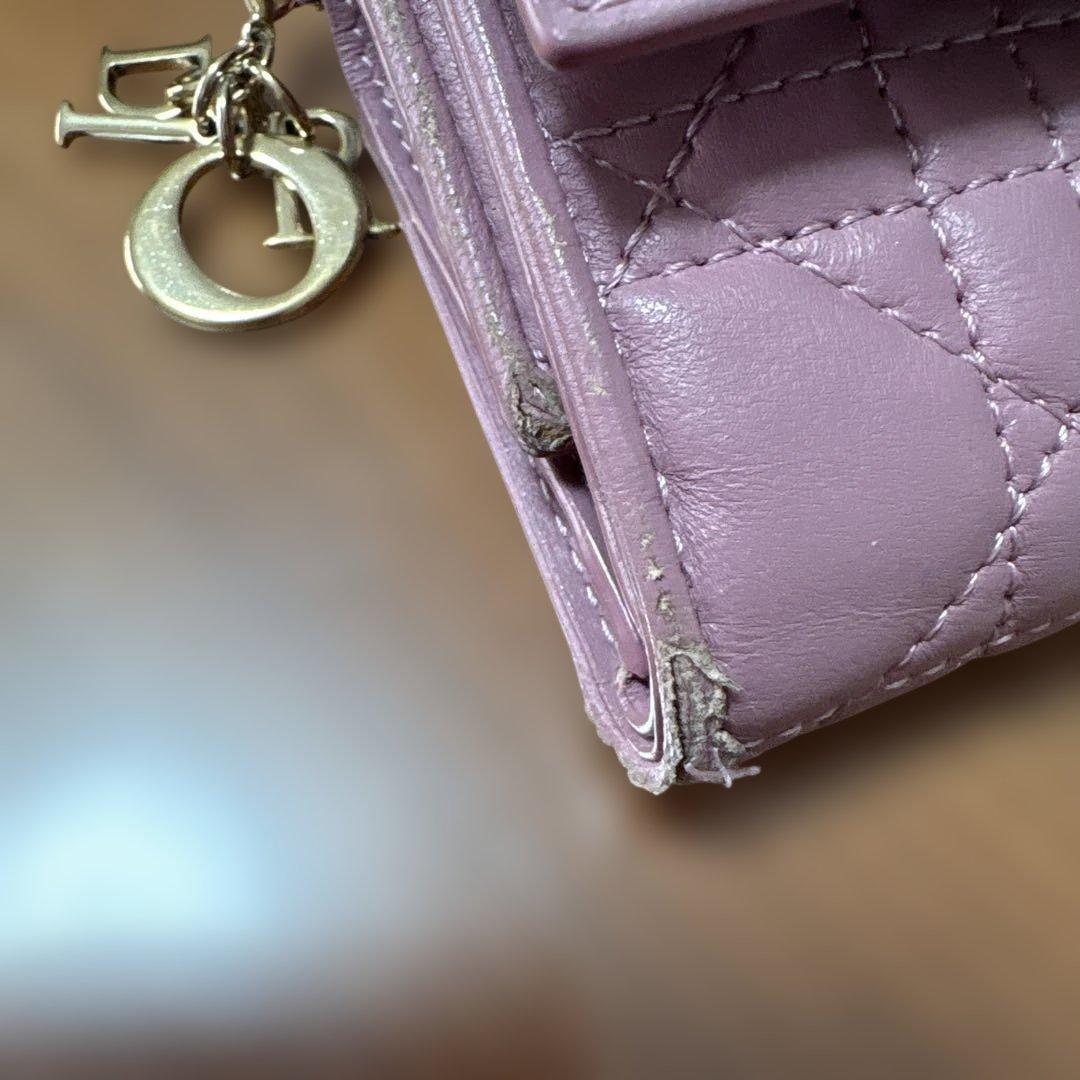 Dior 三つ折り財布 ピンク
