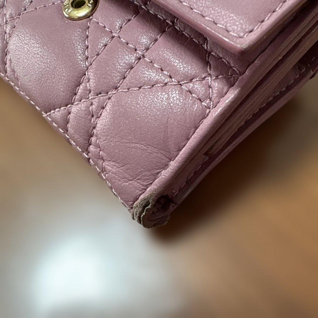 Dior 三つ折り財布 ピンク
