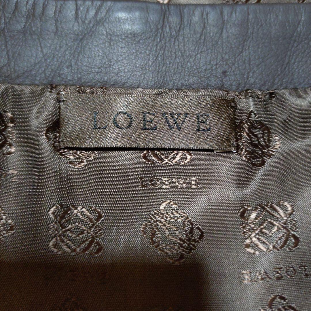 LOEWE ダークブラウン レザー 8枚はぎスカート ひざ丈