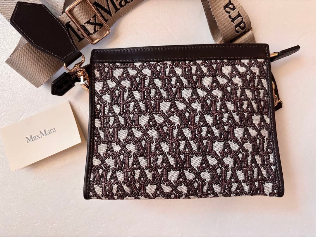 美品マックスマーラ　ジャガードミニショルダーバッグ　2way logoストラップ