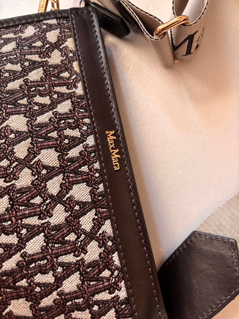 美品マックスマーラ　ジャガードミニショルダーバッグ　2way logoストラップ