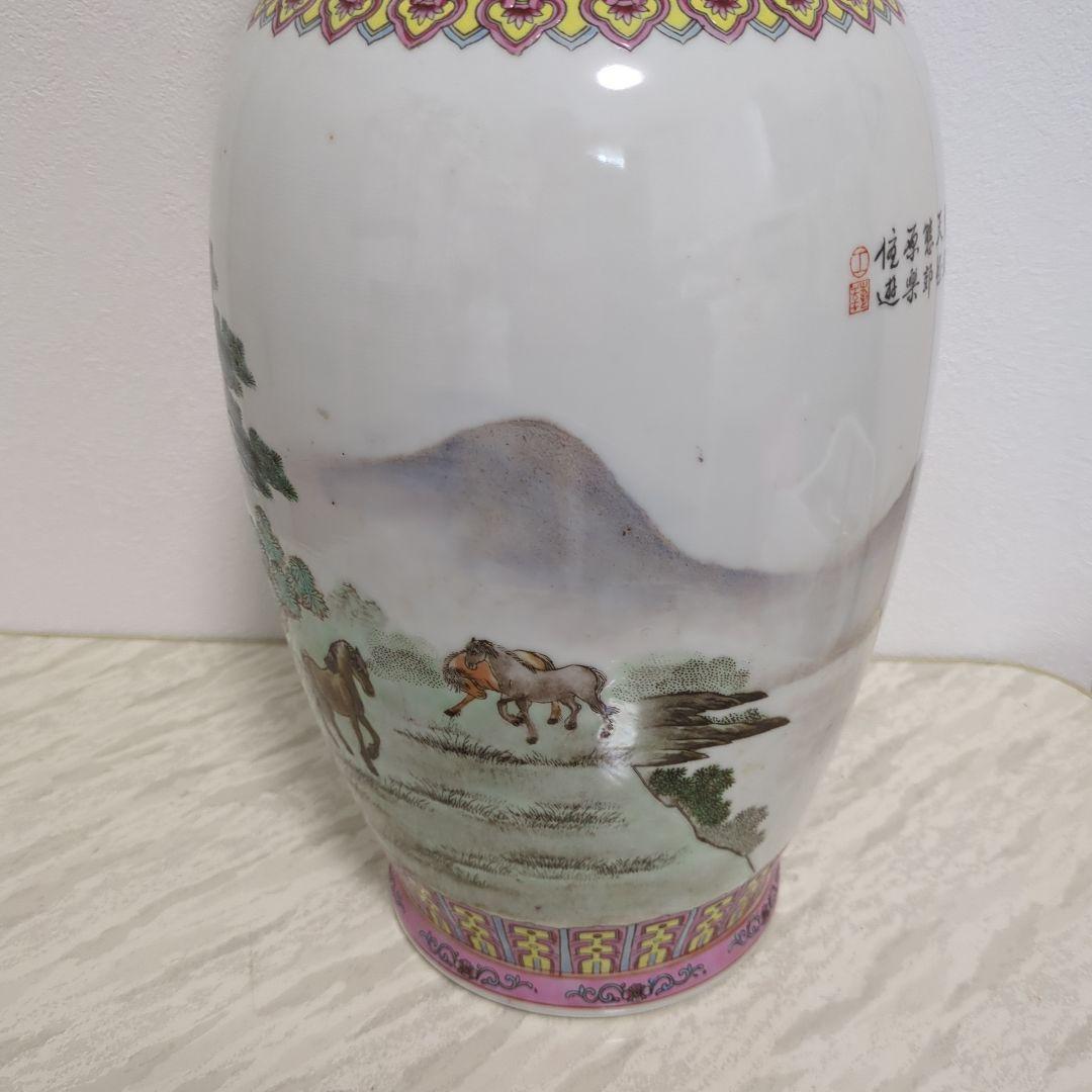 Cao品 中国景徳鎮 馬文大花瓶 1347