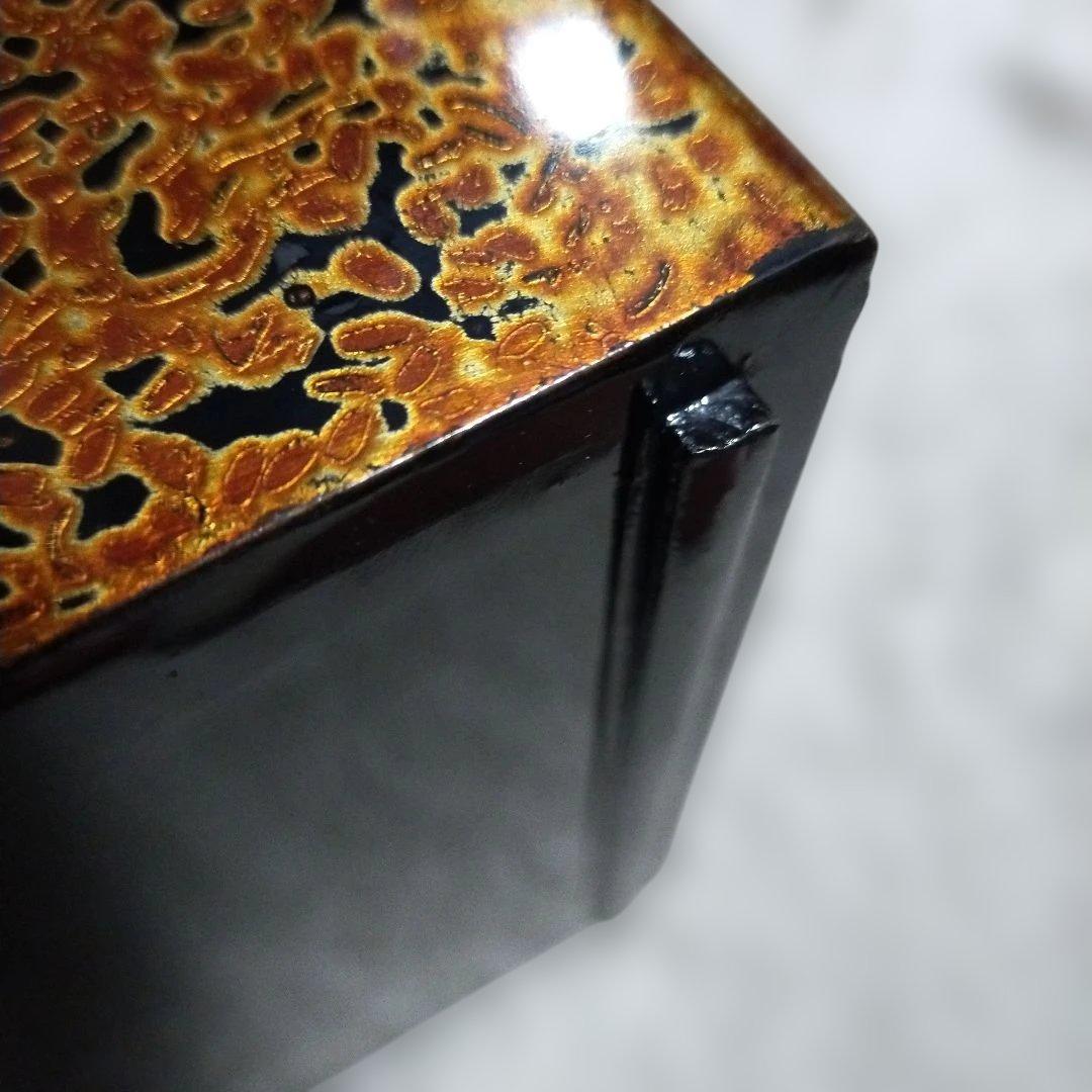 昭和　レトロ　津軽塗　重箱 金色と茶色の模様