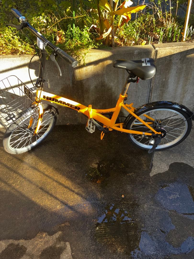 HUMMER 折りたたみ自転車 イエロー ノーパンクタイヤ
