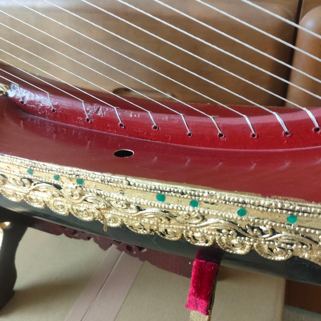 ハープ 竪琴 アジア民族楽器 オブジェ インテリア雑貨 アンティーク弦楽器 伝統