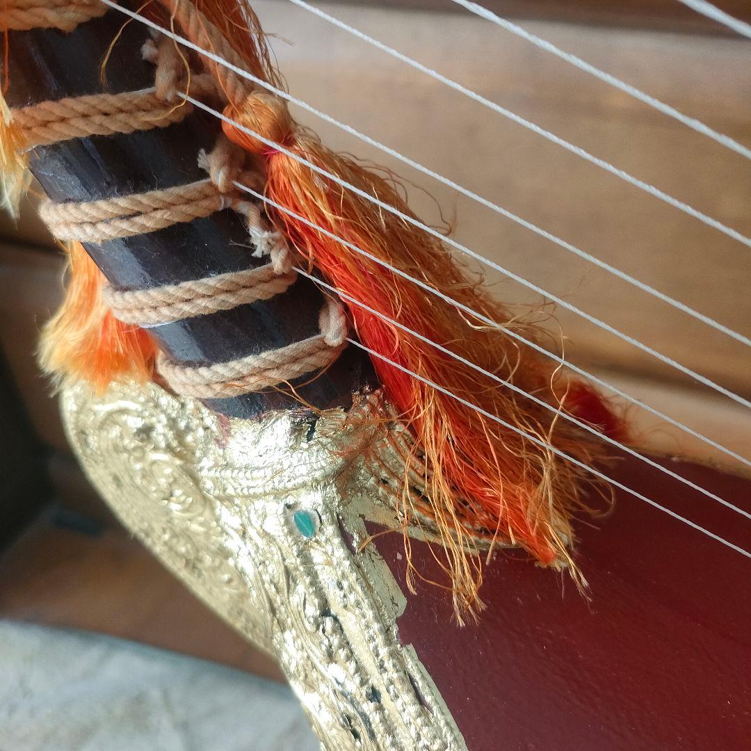 ハープ 竪琴 アジア民族楽器 オブジェ インテリア雑貨 アンティーク弦楽器 伝統