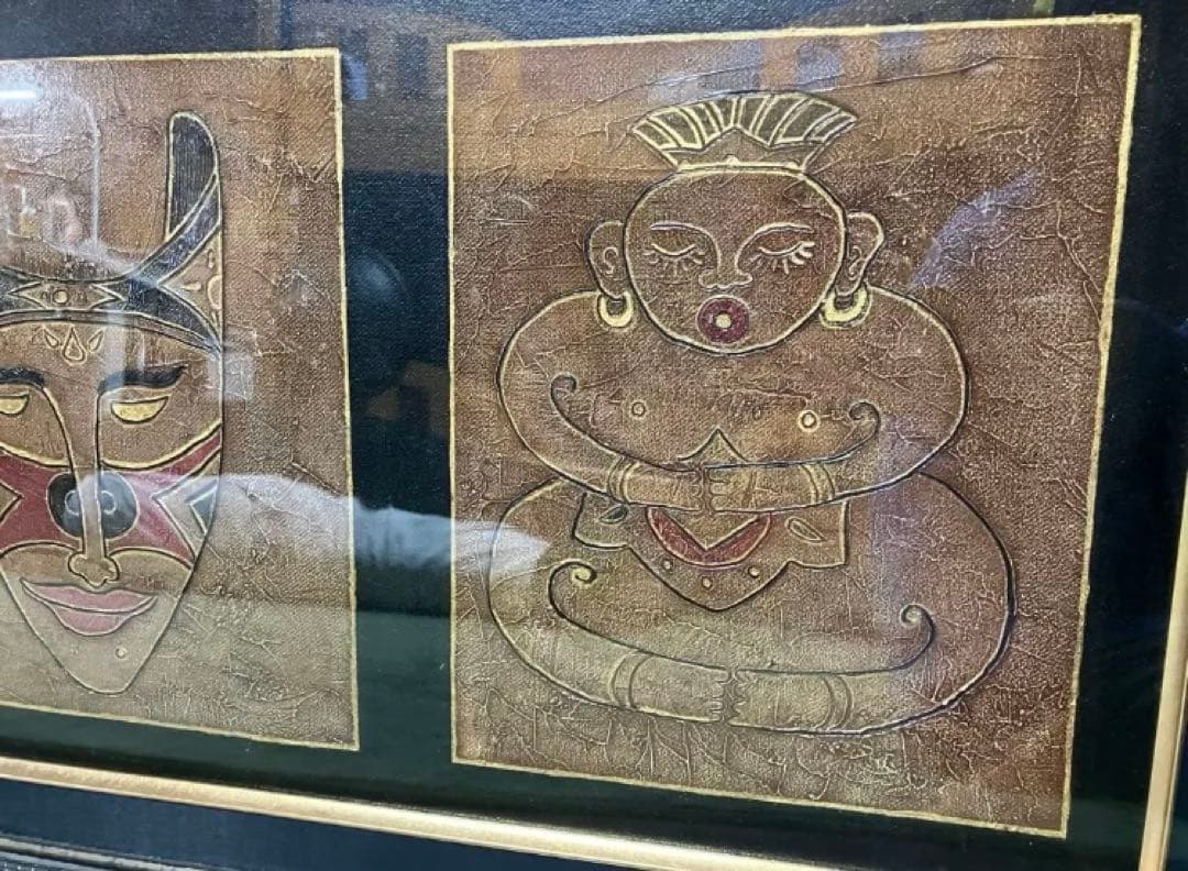 マスクデザインのアート作品 油彩画　オイルペインティング