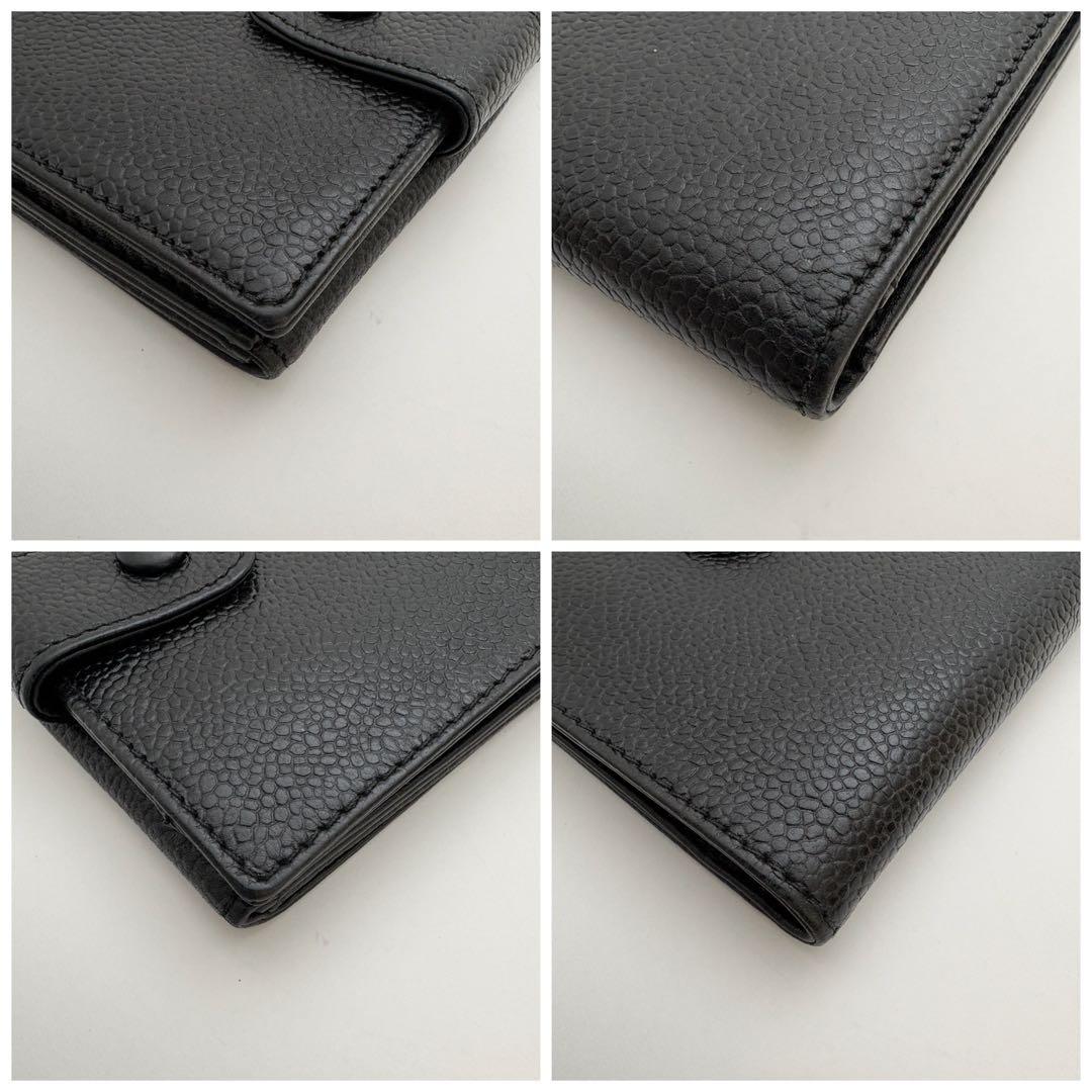 美品　シャネル　キャビアスキン　デカココ　Wホック　二つ折り　コンパクト　財布