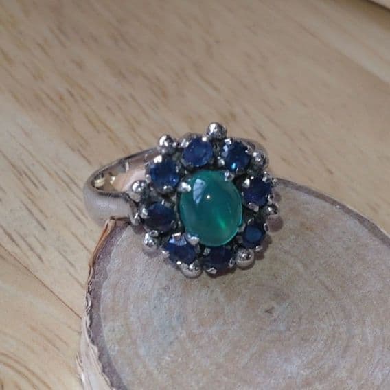 天然サファイア リング 14号 18K シルバーカラー ファッションリング