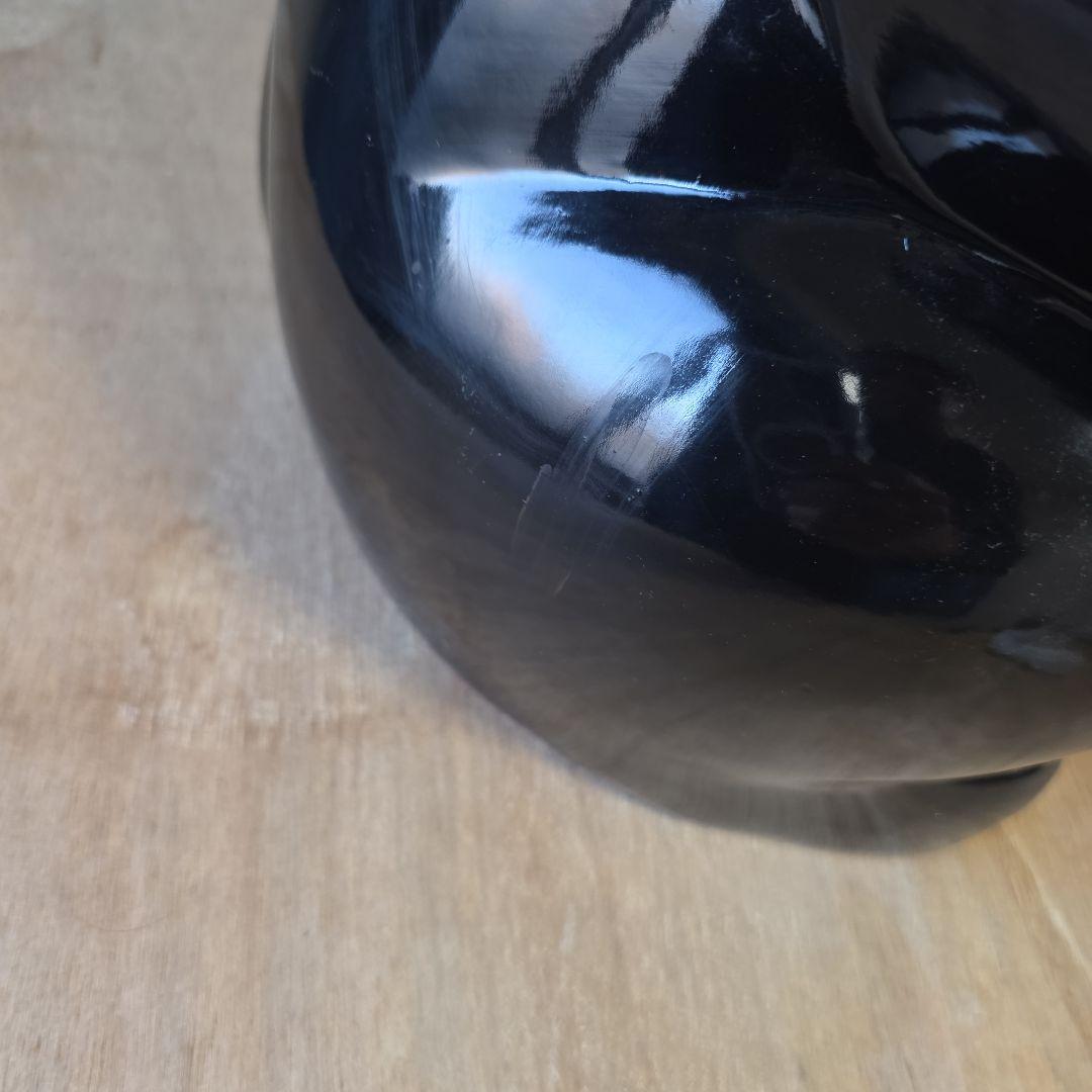 招き猫 陶器製 置物 黒