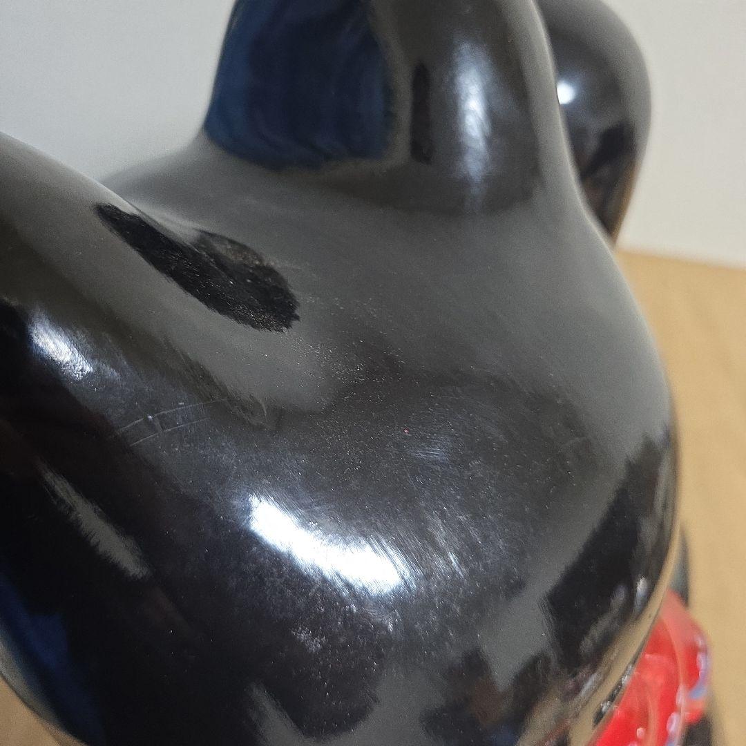 招き猫 陶器製 置物 黒