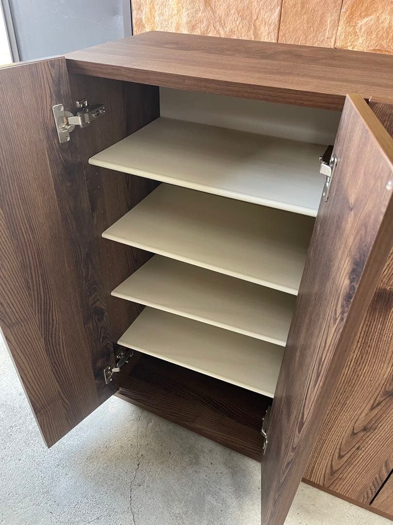 LOWYA シューズボックス 下駄箱 木目 ブラウン 収納棚