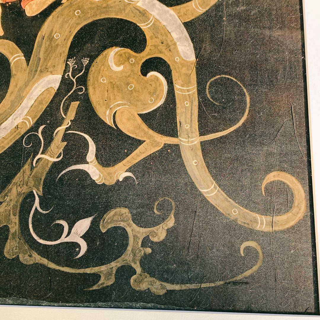 ドラゴン　龍　竜　楚国　漢代　帛画　シルク　絹　中国　骨董品　絵画　額縁　古美術