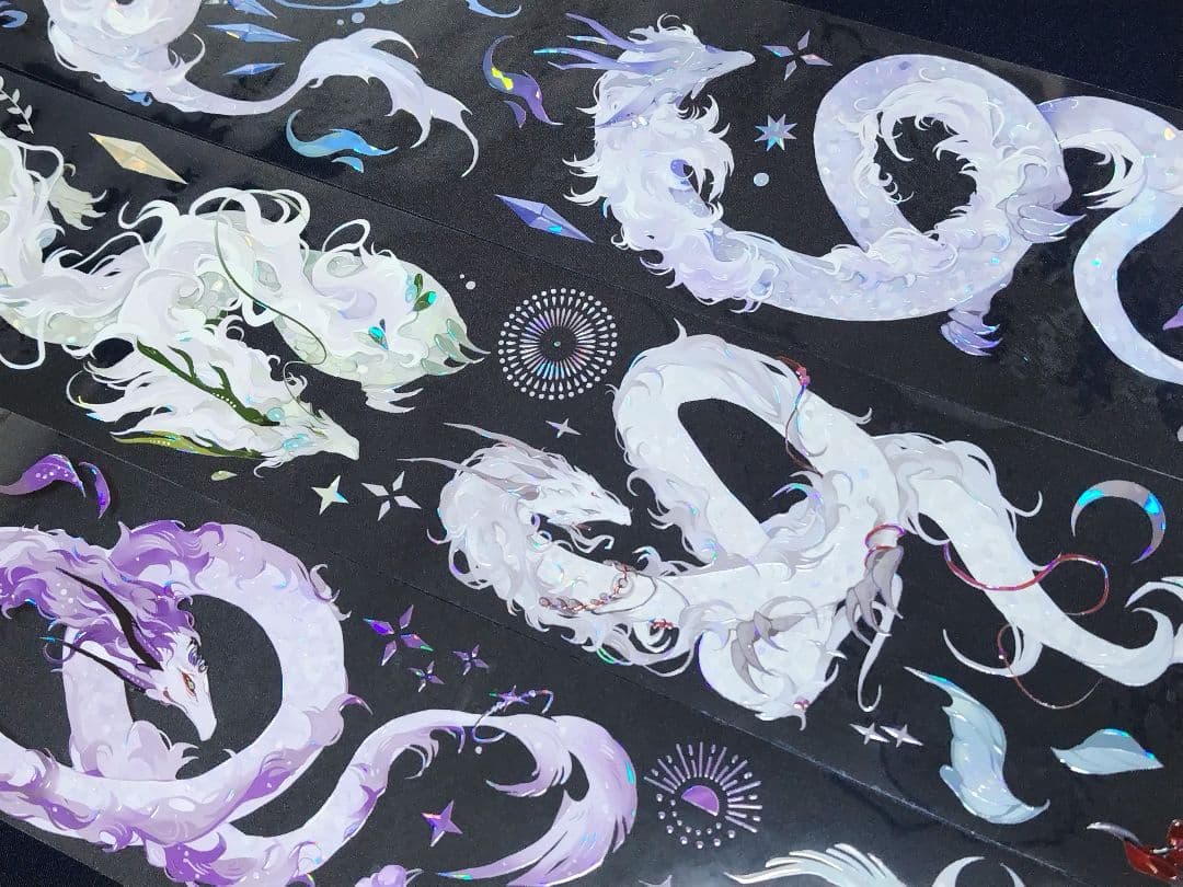 切売 569★ 海外 マスキングテープ マステ PET 装飾 龍 竜 贝壳光