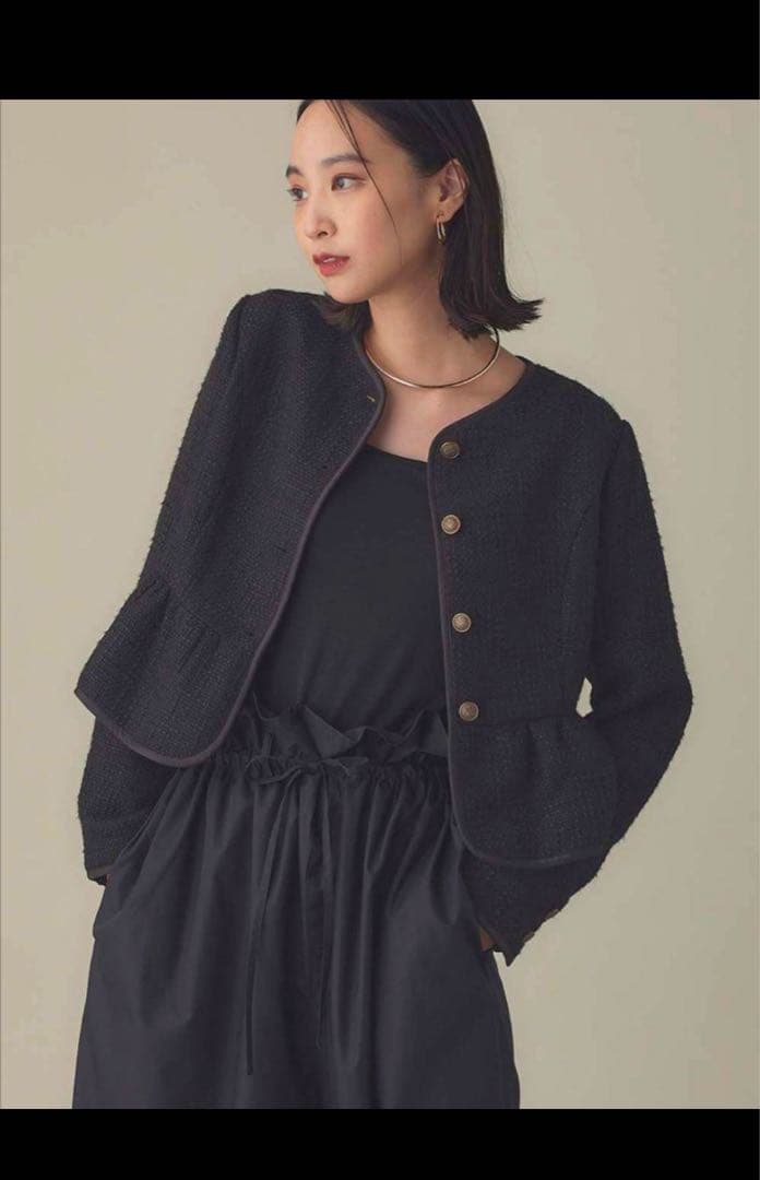 美品 ツィードパフスリーブワンピースジャケットセット　マタニティ・授乳服