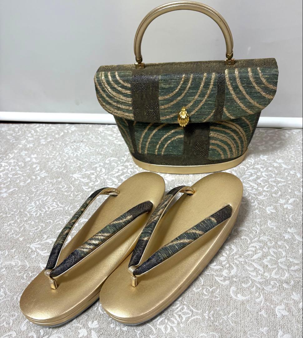 伊と忠　高級　草履バッグセット　23.5㎝　一度使用　新品同様シャンパンゴールド