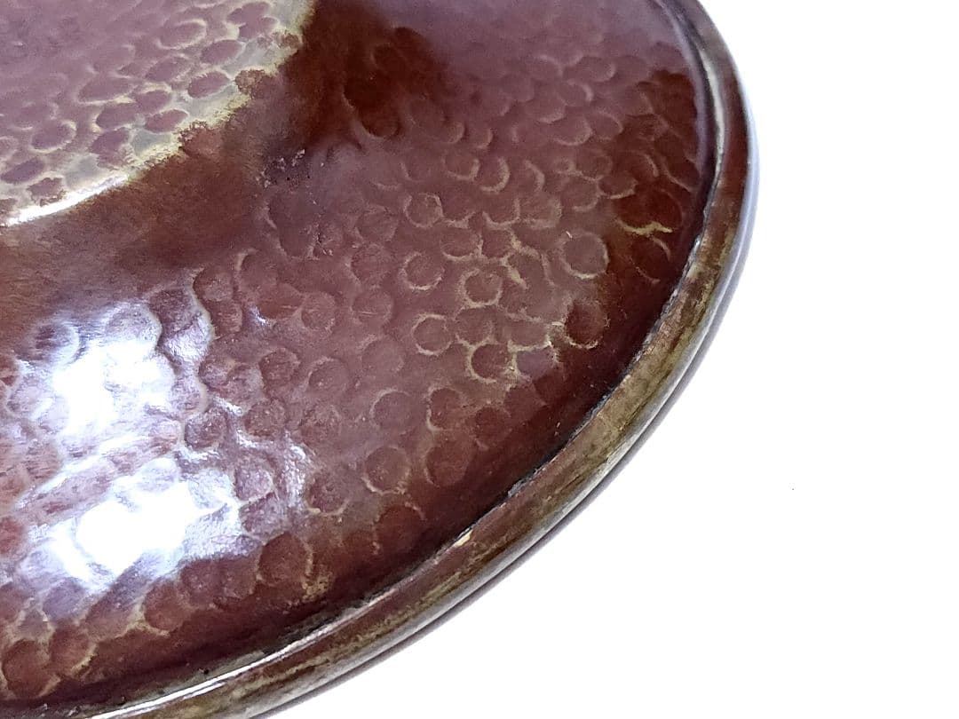 黄銅圓形 托子 金谷五郎三郎 鎚目 5客 共箱　煎茶道具 金属工芸