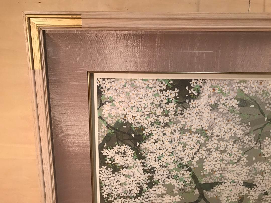 中島千波　「一心行の桜」　シルクスクリーン　直筆サイン・落款・作品証明シール有り