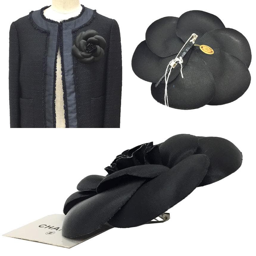 CHANEL ブラック カメリア コサージュ aq11927