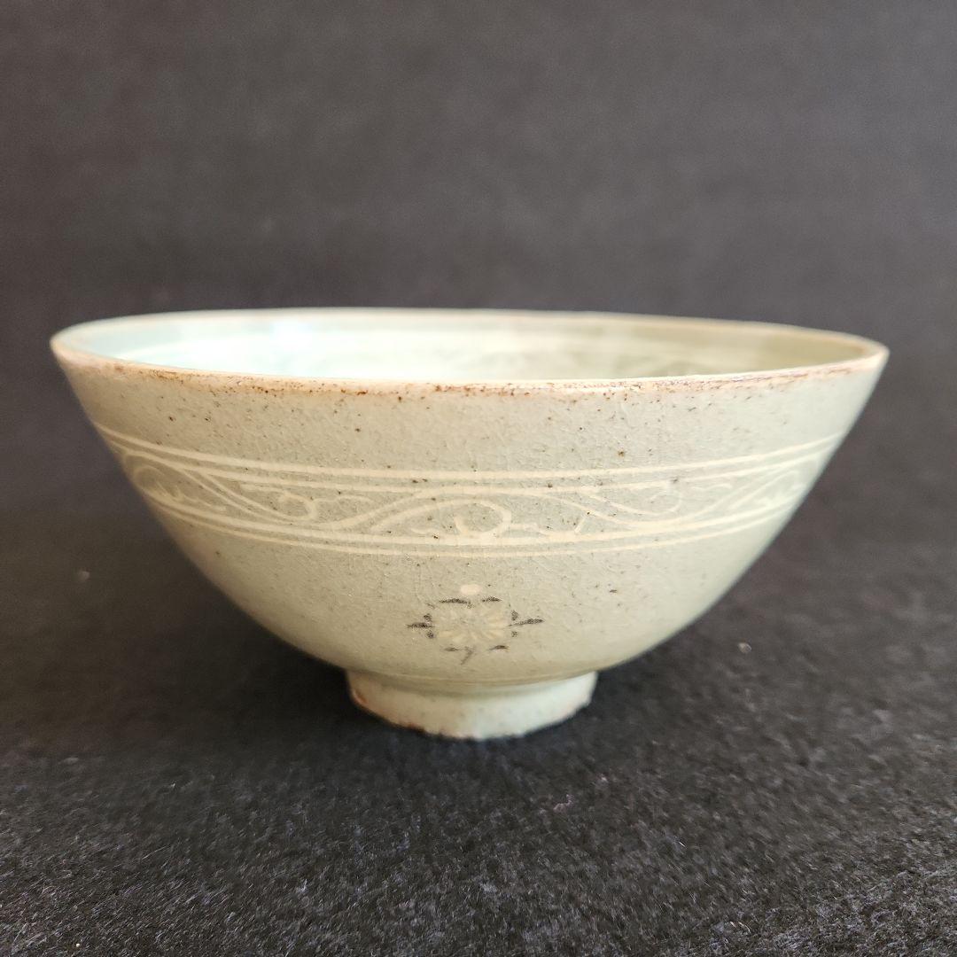 李朝‥青磁象嵌茶碗