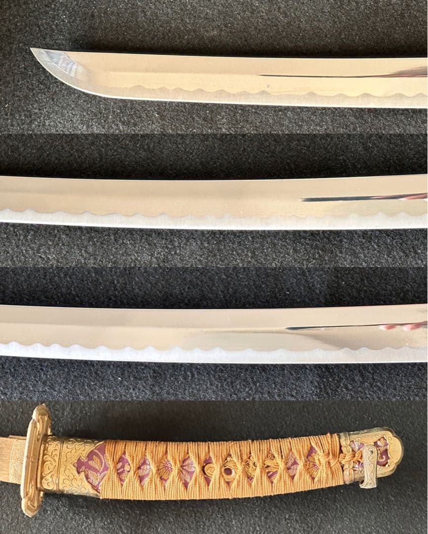 模造刀　太刀　 陣太刀　糸巻太刀　金塗り鞘　全長105cm 25H11