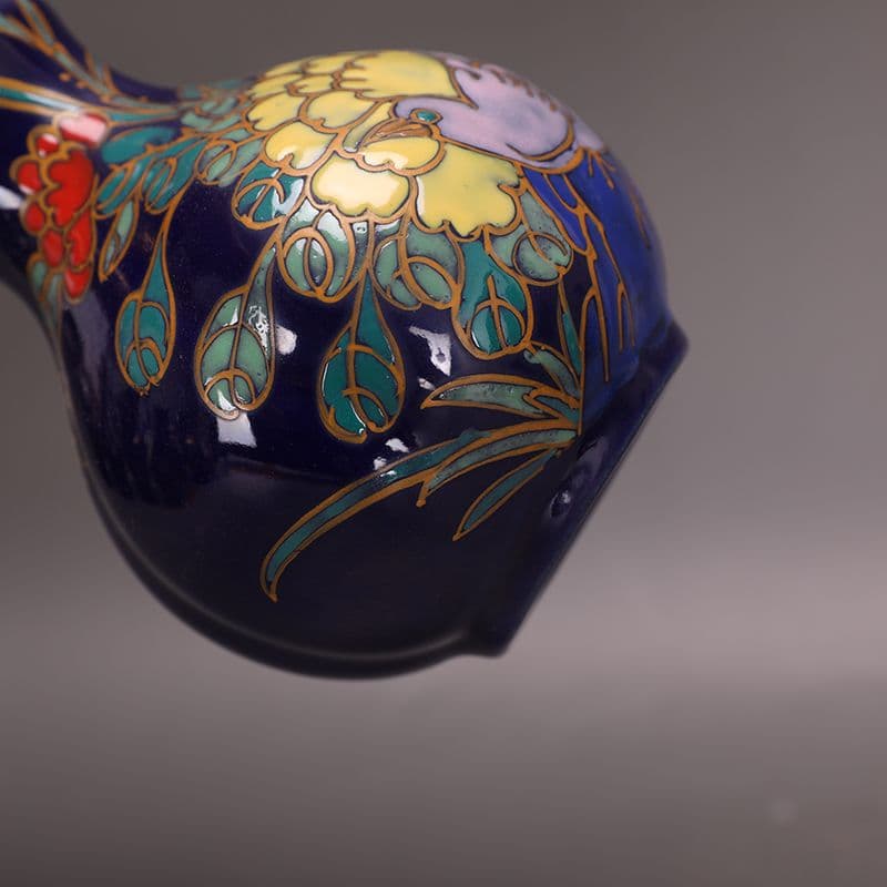宋汝窯蒔絵景泰藍彩画花鳥如意花瓶 景徳鎮 陶磁器 装飾品 現代工芸品美術品 置物