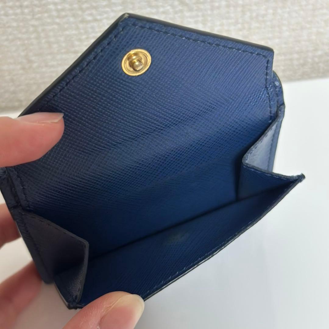 PRADA サフィアーノレザー 三つ折り財布　ブルー