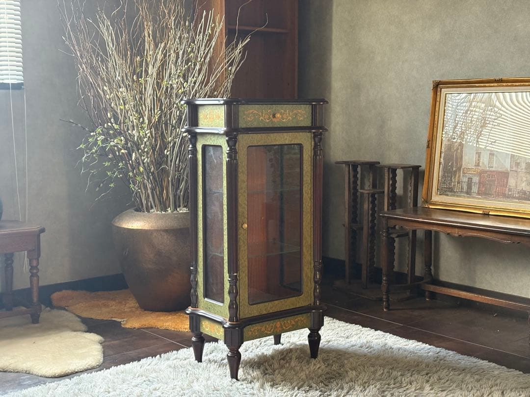 象嵌 キャビネット ガラスケース ショーケース アンティーク ビンテージ YZ