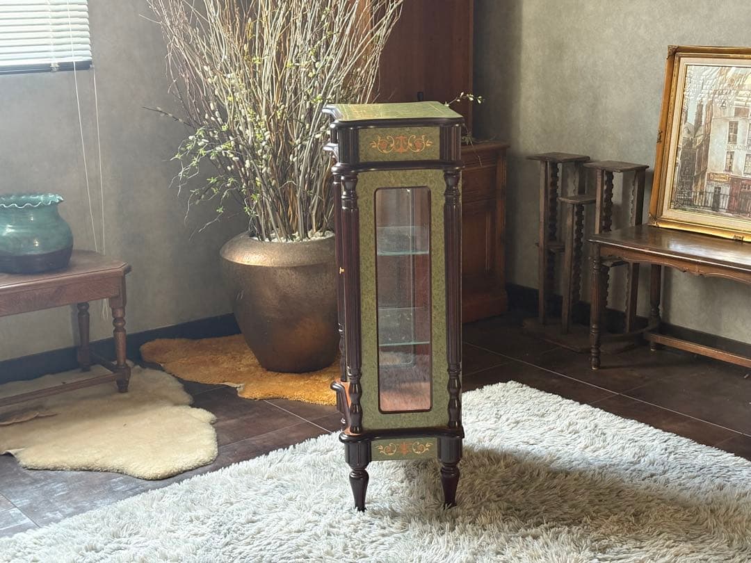 象嵌 キャビネット ガラスケース ショーケース アンティーク ビンテージ YZ