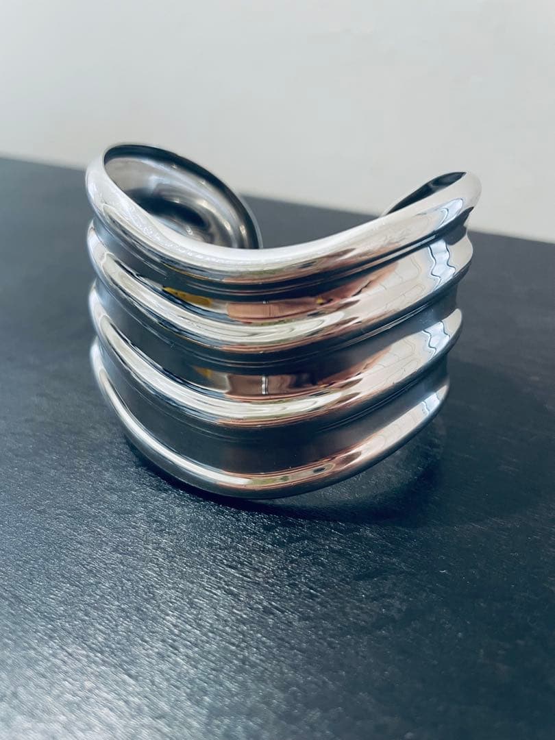 ヴィンテージ シルバーバングル　メキシコシルバー　925 ボーンカフ