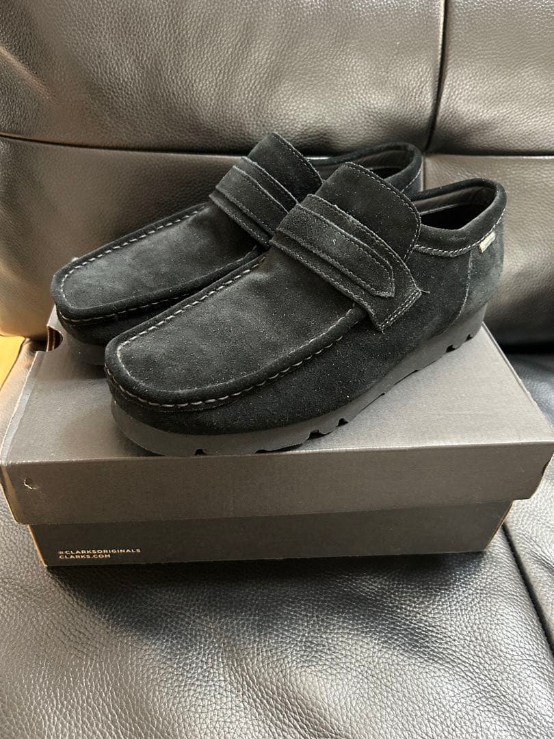 靴 Clarks WallaLoafer GORE-TEX Black Suede