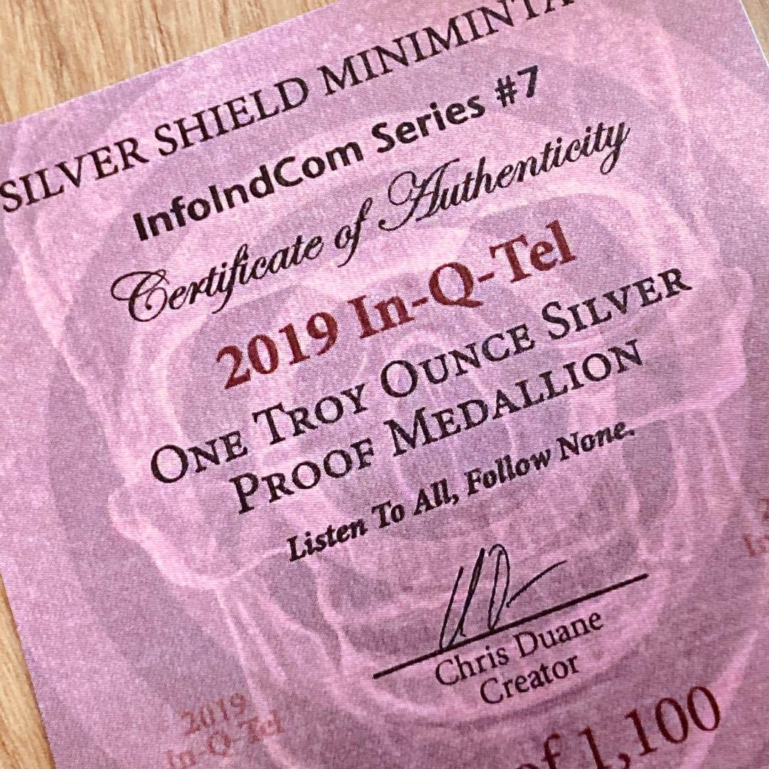 QANON 1オンス プルーフ銀貨　イン-Q-テル In-Q-Tel 2019