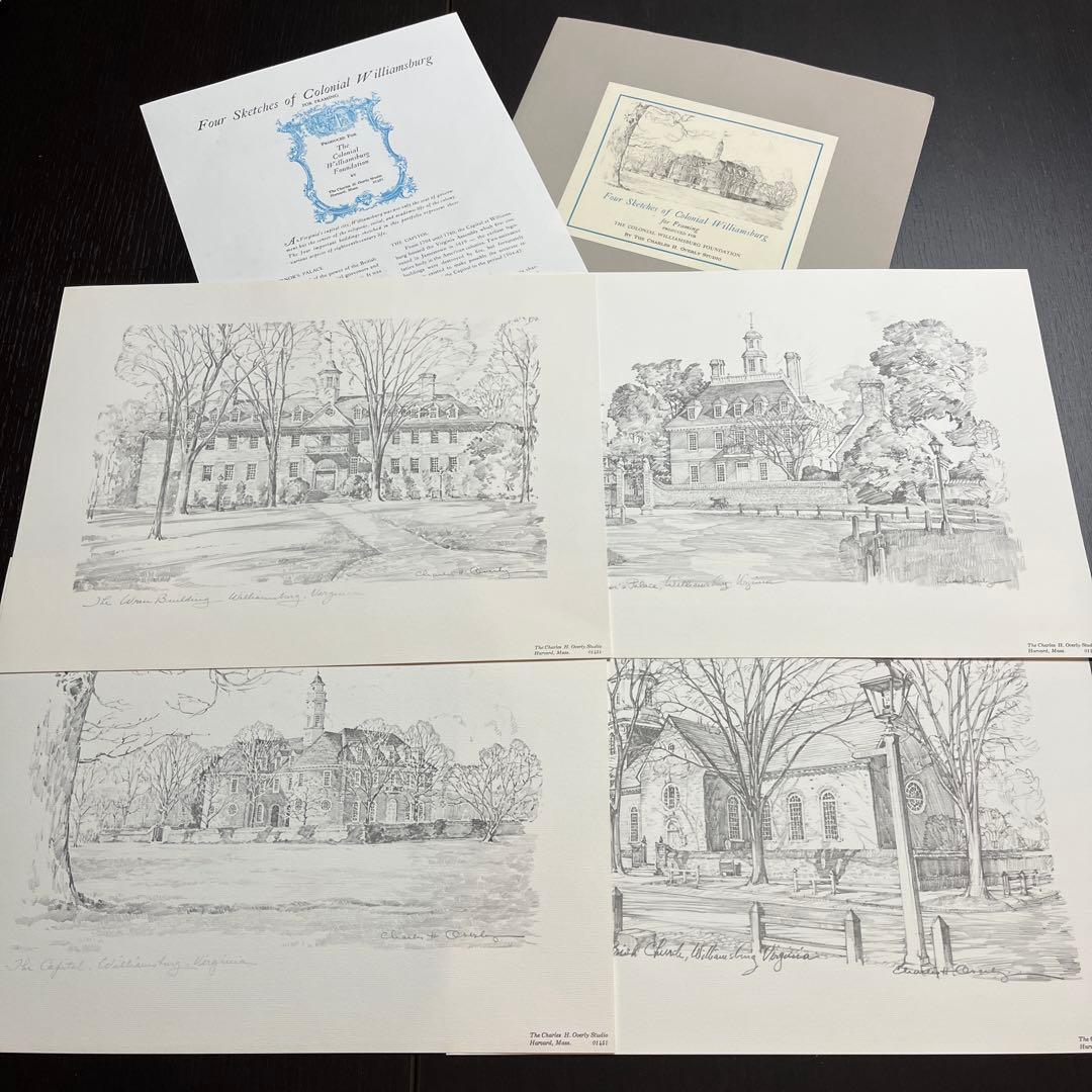 絵画 Four Sketches of Colonial Williamsburg