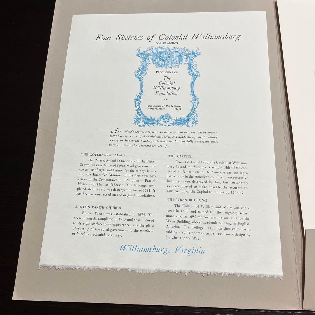 絵画 Four Sketches of Colonial Williamsburg