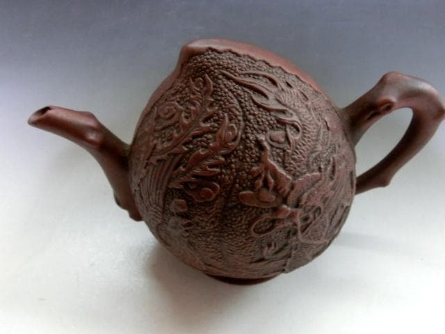 水注■朱泥水注 桃実壺 水次 人物絵 桃型 急須 水滴 古玩 唐物 中国骨董品■