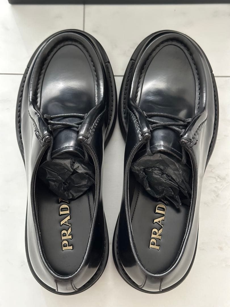 正規品　プラダ PRADA ダイアパソン レザーシューズ　革靴　ローファー