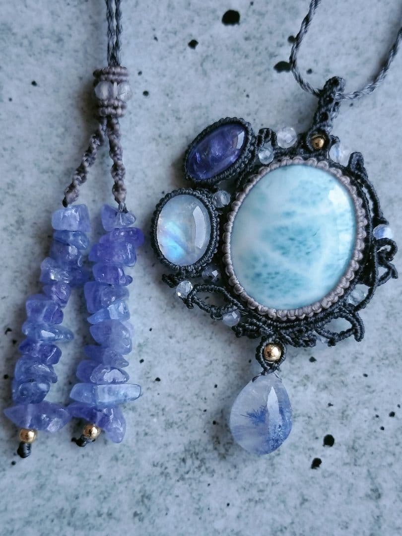 ラリマーマクラメネックレス✼碧音✼