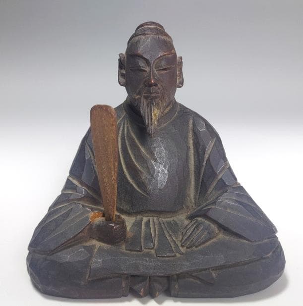 24-1251 木彫　石峯作　七像千躰ノ内六十二翁　伝 天智天皇　時代