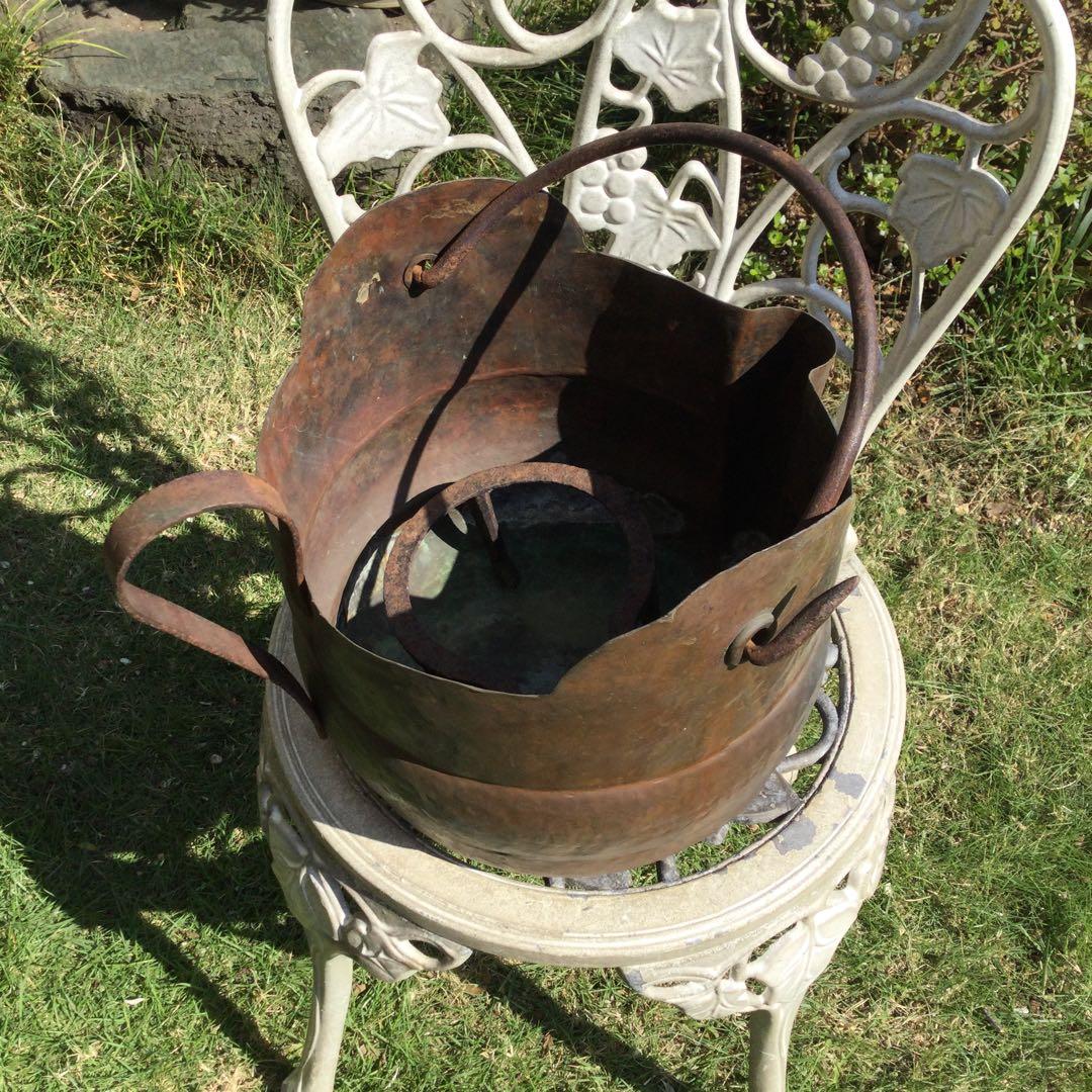 Antique アンティーク　炭入れ？　鉢カバー　オブジェ　古道具