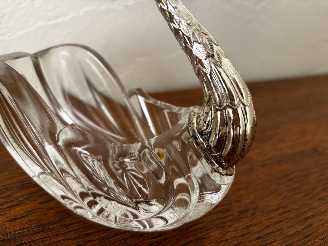 白鳥　スワン　3個セット　調味料入れ　クリスタルガラス