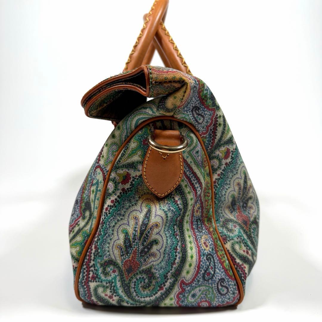【希少】エトロ　ミニボストンバッグ　ペイズリー　2way PVC レザー