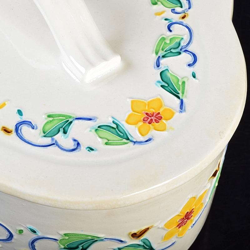 茶道具　翠嵐窯　中村翠嵐作　交趾釉　花文　木瓜喰篭　共箱　V　R9143