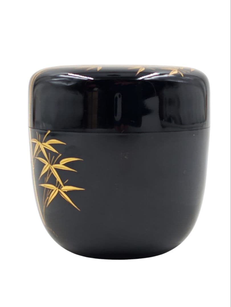 大徳寺 玉林院【森洞雲 書付】【紫野松華堂作】『竹蒔絵 中棗』在花押 共箱 外箱