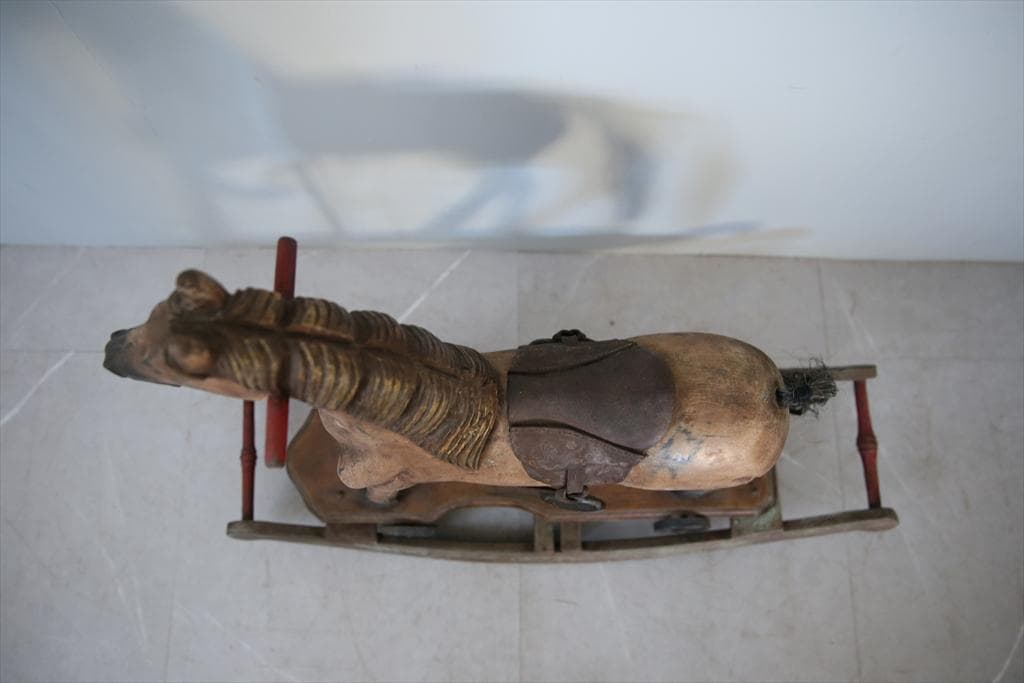 フランスアンティーク木製ロッキングホース/木馬/乗り物オブジェ(92-114)