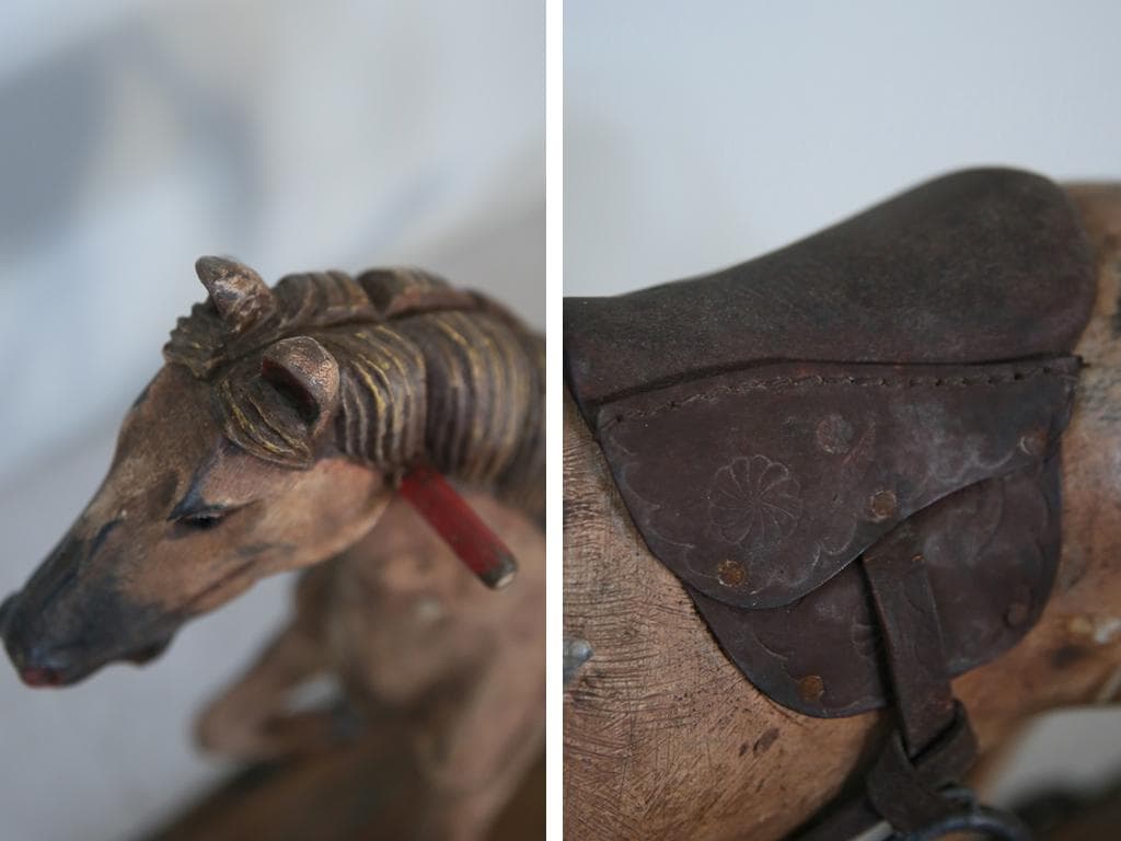 フランスアンティーク木製ロッキングホース/木馬/乗り物オブジェ(92-114)