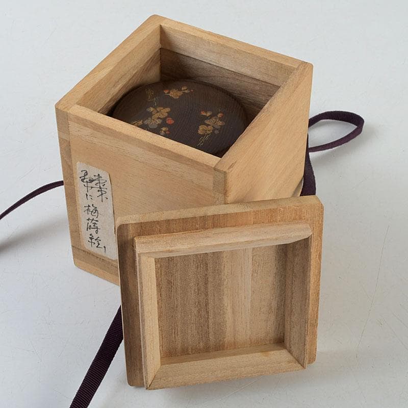 茶道具　山中漆器　中川巴之介作　桑製　梅蒔絵　棗　共箱　V　9321