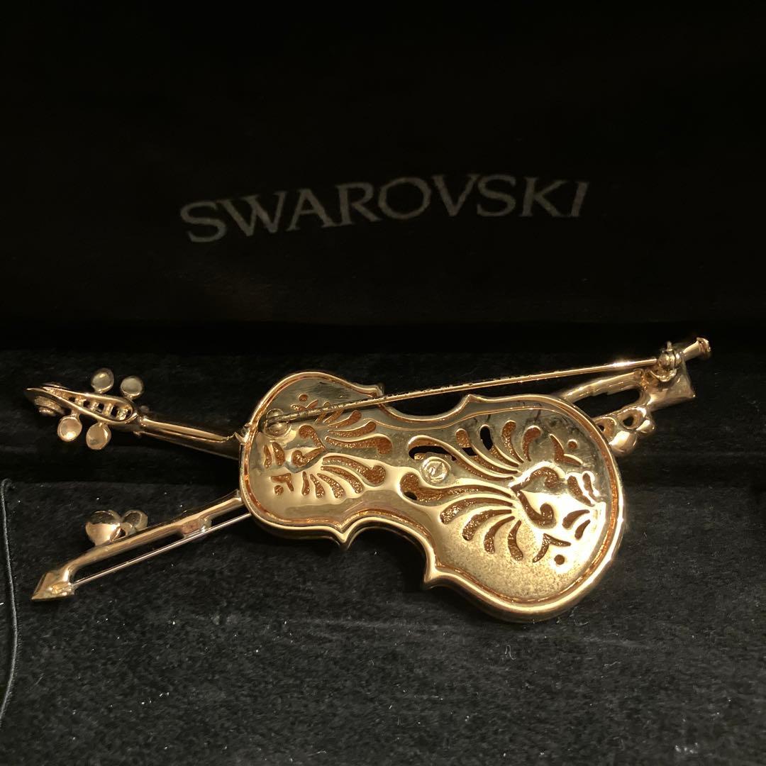 SWAROVSKI スワロフスキー ヴァイオリン ブローチ ゴールド