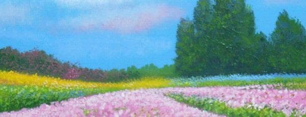 絵画 油絵  竹内敏彦  肉筆油絵 風景画 花園 F6